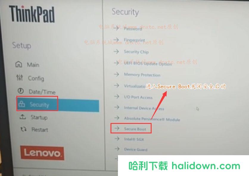 进入secure boot选项关闭安全启动